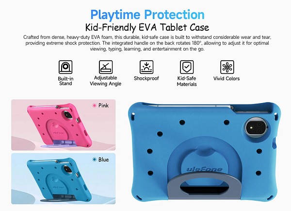 ULEFONE tablet Tab A9 Pro Kids, 8.68, 4/128GB, 4G, Android 15, 5040mAh, ροζ TABA9-PRO-PK