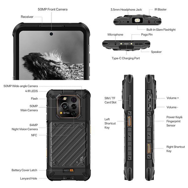 RUGONE smartphone Xever 7, 6.67, 12/512GB, 5G, 5550mAh, IP68/IP69K/MIL-STD-810H, μαύρο XEVER7-BK