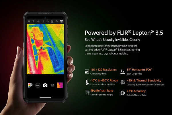 RUGONE smartphone Xever 7 Pro με θερμική εικόνα, 6.67, 12/512GB, 5G, 5550mAh, IP68/IP69K/MIL-STD-810H, μαύρο XEVER7PRO-BK