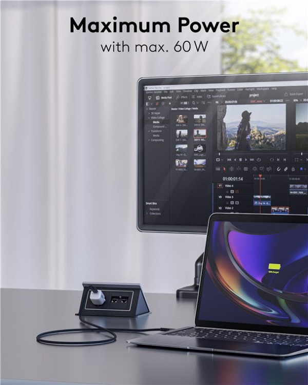 GOOBAY καλώδιο USB-C 73954, 60W, 480Mbps, 2m, μαύρο 73954