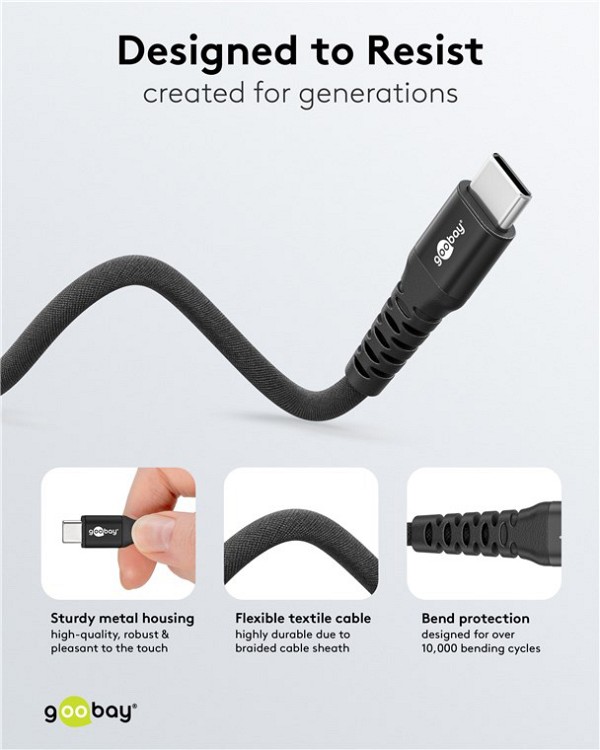 GOOBAY καλώδιο USB-C 73954, 60W, 480Mbps, 2m, μαύρο 73954