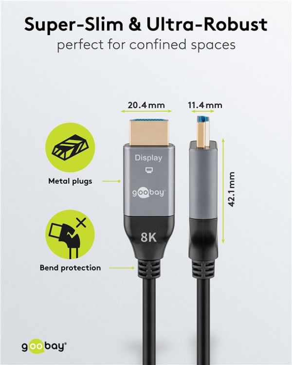 GOOBAY καλώδιο HDMI 2.1 76277 με Ethernet, 8K/60Hz, 48 Gbps, 40m, μαύρο 76277