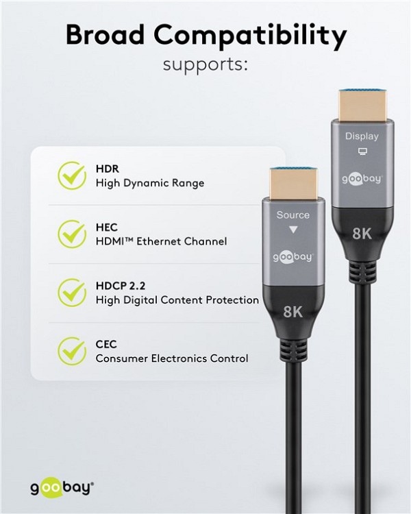 GOOBAY καλώδιο HDMI 2.1 76277 με Ethernet, 8K/60Hz, 48 Gbps, 40m, μαύρο 76277
