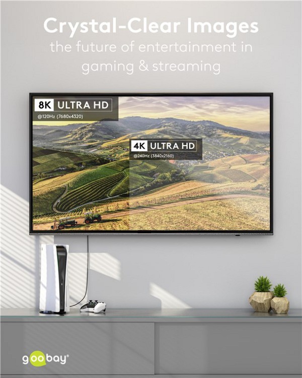 GOOBAY καλώδιο DisplayPort 77442, 8K/120Hz, 40 Gbps, 1m, μαύρο 77442