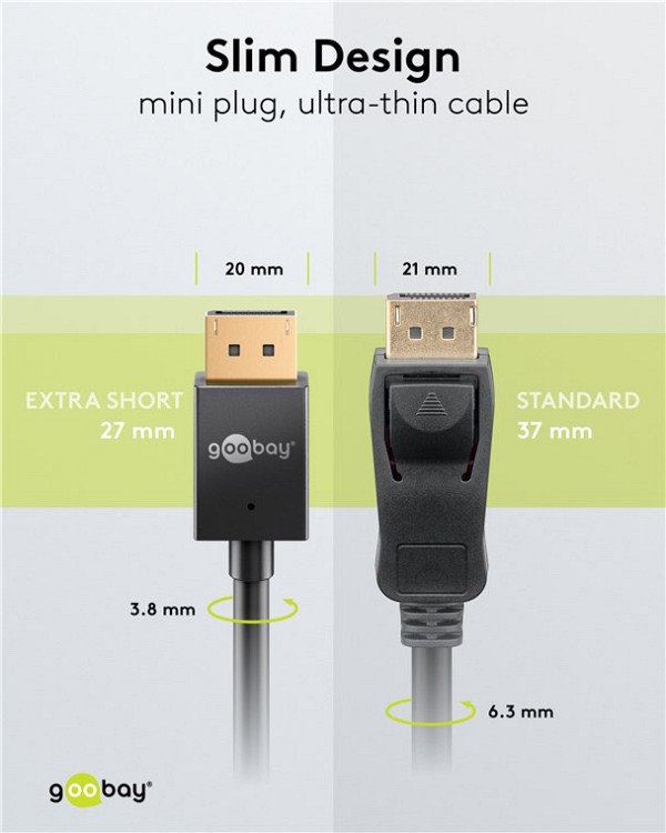 GOOBAY καλώδιο DisplayPort 77442, 8K/120Hz, 40 Gbps, 1m, μαύρο 77442
