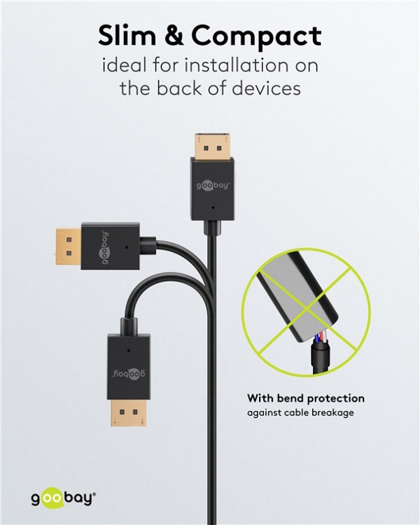 GOOBAY καλώδιο DisplayPort 77442, 8K/120Hz, 40 Gbps, 1m, μαύρο 77442