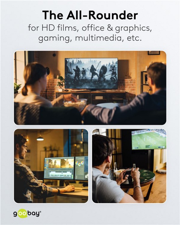 GOOBAY καλώδιο DisplayPort 77442, 8K/120Hz, 40 Gbps, 1m, μαύρο 77442