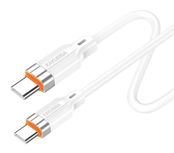 KAKUSIGA καλώδιο USB-C σε USB-C KSC-995, σιλικόνης, 100W, 480Mbps, 1m, λευκό KSC-995-CC-WH