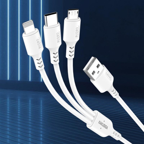 KAKUSIGA καλώδιο USB σε USB-C/Lightning/Micro USB KSC-997, 5A, 1.2m, λευκό KSC-997