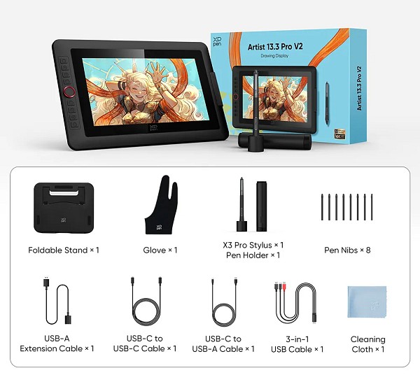 XP-PEN ταμπλέτα σχεδίασης με οθόνη & γραφίδα Artist 13.3 Pro V2, 10.95, μαύρο MD130FH-AD41