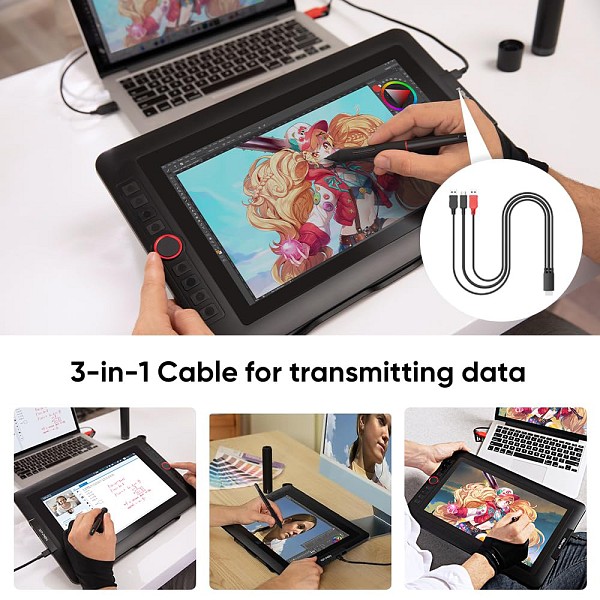 XP-PEN HDMI σε USB-C & 2x USB SPE40 για ταμπλέτα σχεδίασης, 1.5m, μαύρο SPE40