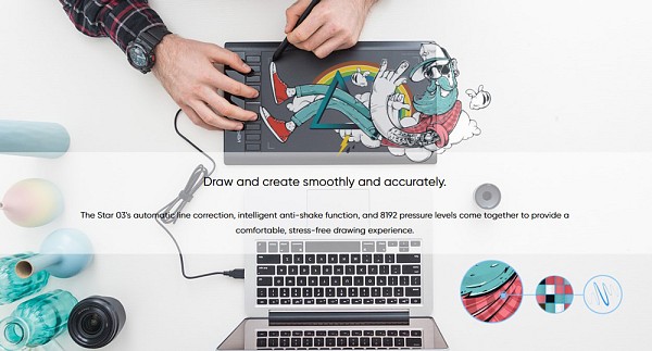 XP-PEN ταμπλέτα σχεδίασης με γραφίδα Star 03 V2, 228.8x152.6mm, μαύρο STAR03-B