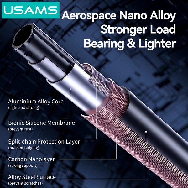 USAMS φωτιστικό δαχτυλίδι LED ZB323 με τρίποδο & βάση smartphone, μαύρο ZB32301