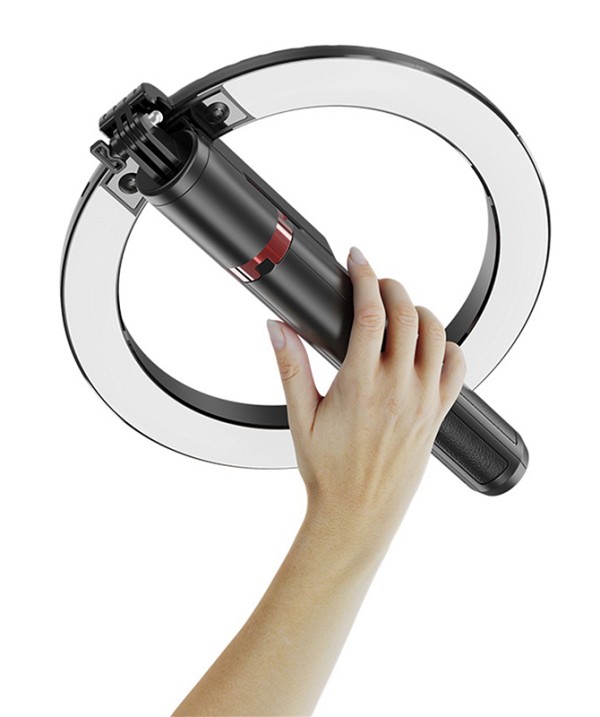 USAMS φωτιστικό δαχτυλίδι LED ZB323 με τρίποδο & βάση smartphone, μαύρο ZB32301