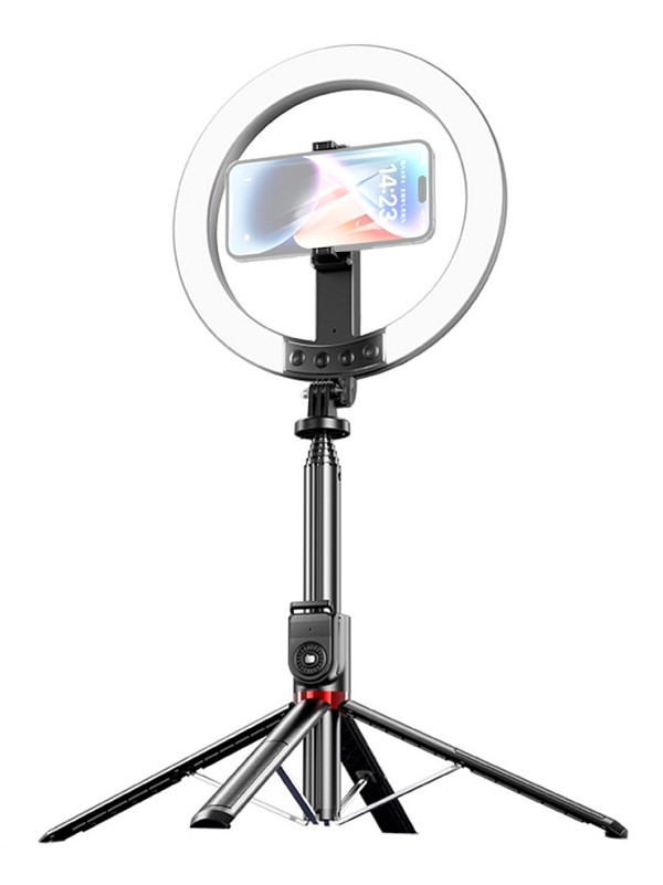 USAMS φωτιστικό δαχτυλίδι LED ZB323 με τρίποδο & βάση smartphone, μαύρο ZB32301