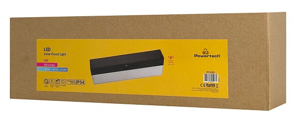 POWERTECH LED ηλιακό φωτιστικό PT-1521 με αισθητήρα κίνησης, 4W, 2000mAh, μαύρο PT-1521