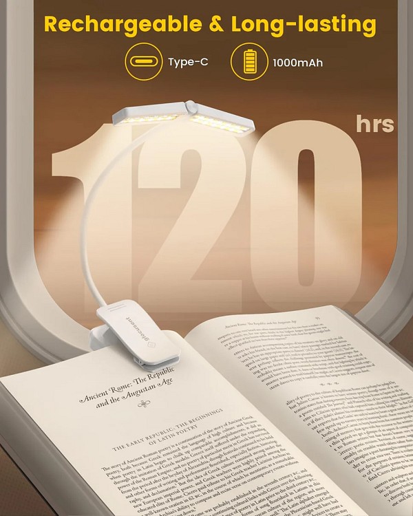 GLOCUSENT LED φακός διαβάσματος GLCSNTA2902, επαναφορτιζόμενος, έως 63lm, λευκός GLCSNTA2902