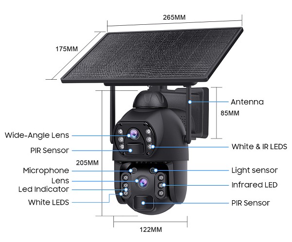 SECTEC smart ηλιακή κάμερα ST-536-6MAOV-4G-EU, dual lens, 3MP, 4G, SD, PTZ, IP66 ST-536-6MAOV-4G-EU