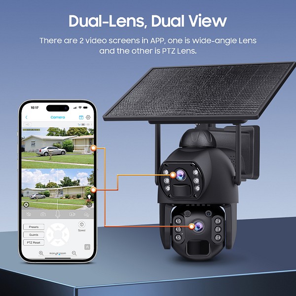 SECTEC smart ηλιακή κάμερα ST-536-6MAOV-4G-EU, dual lens, 3MP, 4G, SD, PTZ, IP66 ST-536-6MAOV-4G-EU