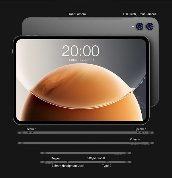 TECLAST tablet T65 με πληκτρολόγιο/στυλό αφής/θήκη, 13.4, 6/128GB, 4G, Android 15, 8000mAh, γκρι T65-6128-VIP