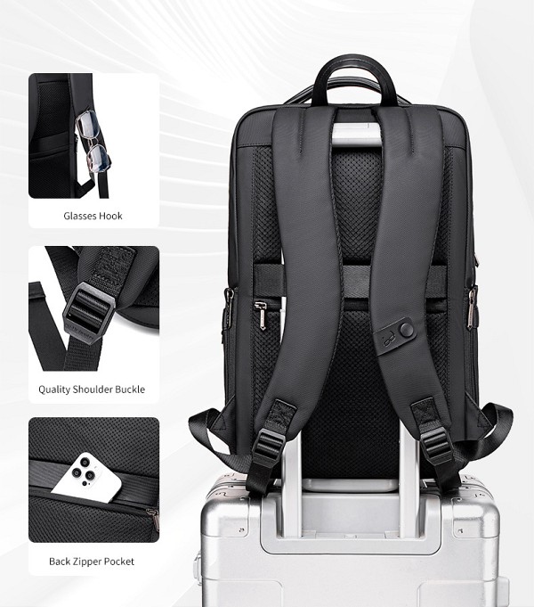ARCTIC HUNTER τσάντα πλάτης B00872 με θήκη laptop 15.6, 14.5L, μαύρη B00872-BK