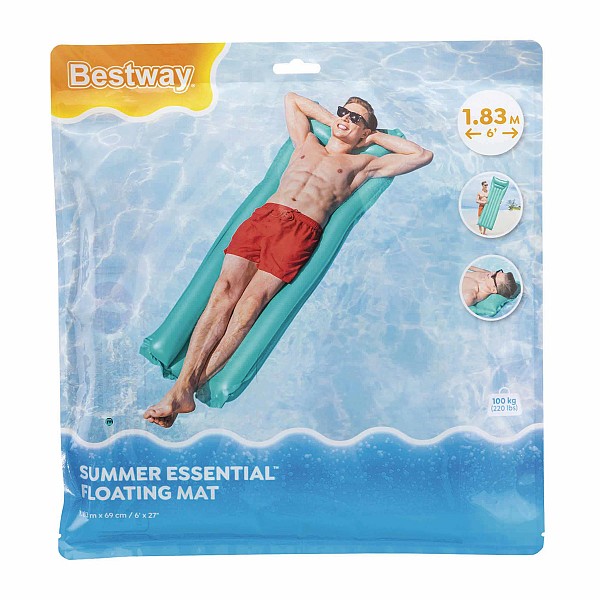 BESTWAY φουσκωτό στρώμα θαλάσσης 44007 με μαξιλάρι, 183x69cm, πράσινο 44007