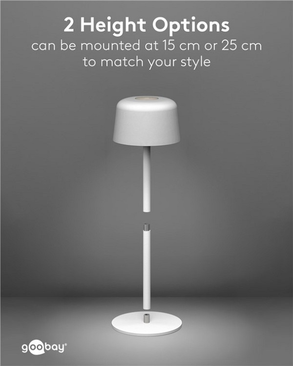 GOOBAY επιτραπέζιο φωτιστικό 77676, 3000K, dimmable, επαναφορτιζόμενο, λευκό 77676