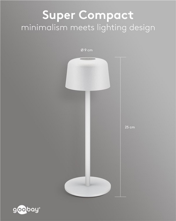 GOOBAY επιτραπέζιο φωτιστικό 77676, 3000K, dimmable, επαναφορτιζόμενο, λευκό 77676