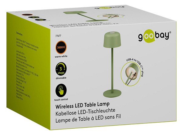 GOOBAY επιτραπέζιο φωτιστικό 77677, 3000K, dimmable, επαναφορτιζόμενο, πράσινο 77677