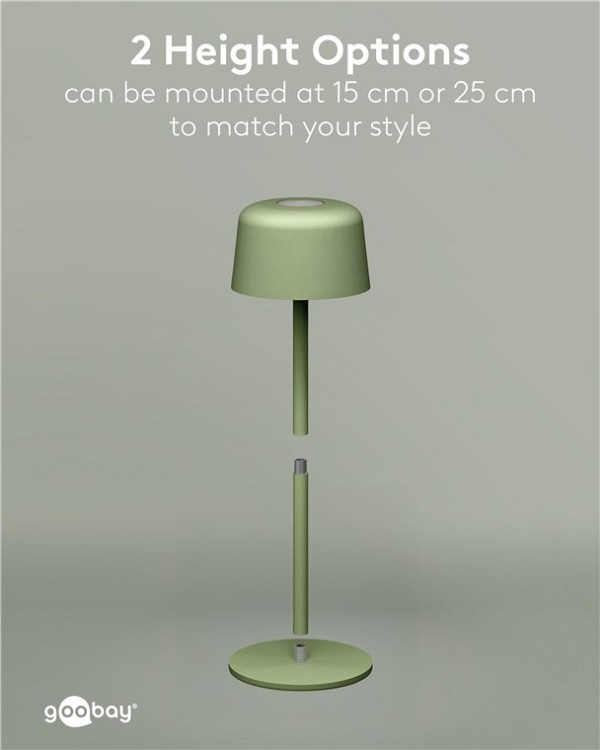 GOOBAY επιτραπέζιο φωτιστικό 77677, 3000K, dimmable, επαναφορτιζόμενο, πράσινο 77677