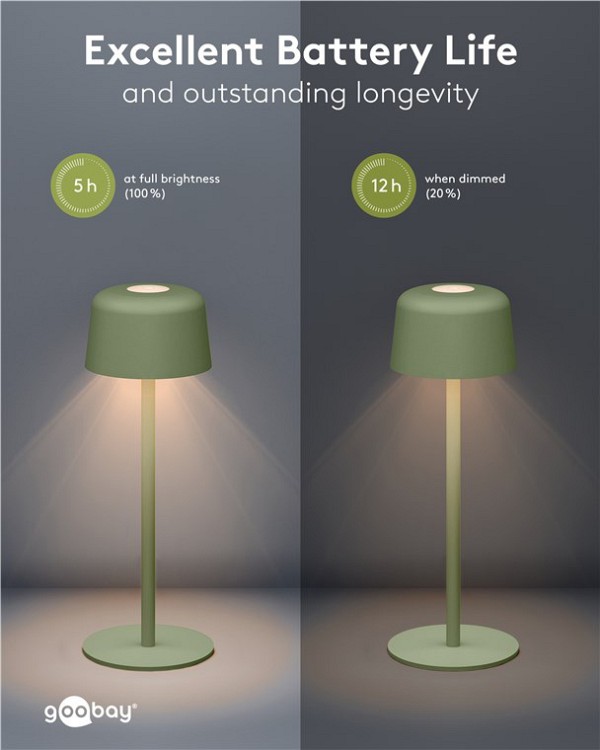GOOBAY επιτραπέζιο φωτιστικό 77677, 3000K, dimmable, επαναφορτιζόμενο, πράσινο 77677