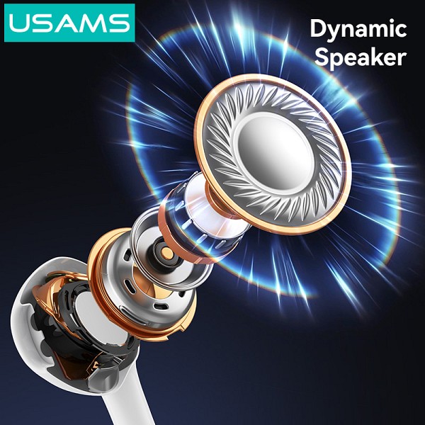 USAMS earphones με μικρόφωνο SJ771, USB-C σύνδεση, 1.2m, λευκά HSEP5001