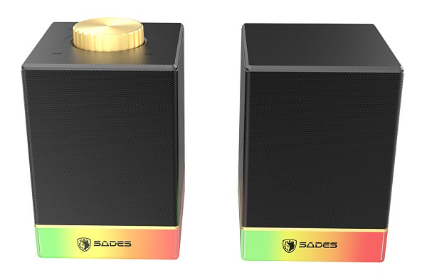 SADES gaming ηχεία Dionsyn με RGB φωτισμό, 2x 5W, Bluetooth & USB-C/USB, μαύρα SA-SP02