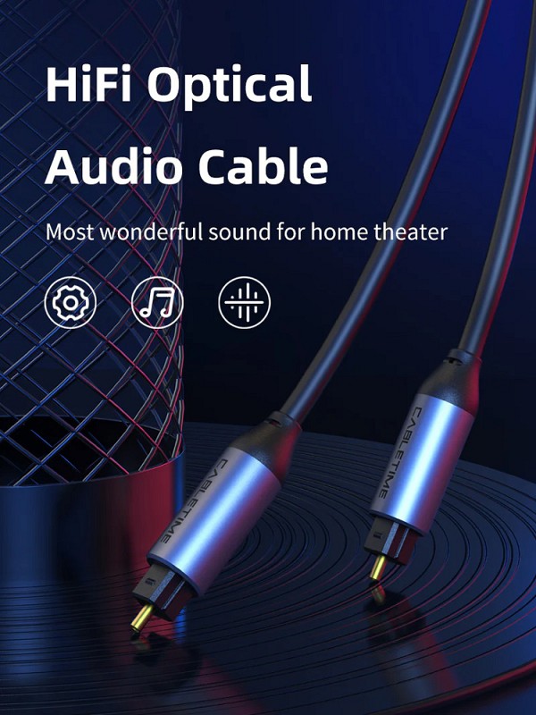 CABLETIME καλώδιο ήχου Toslink CT-AV380-P04GN, gold plated, 5mm, 2m, μαύρο 5210131155936