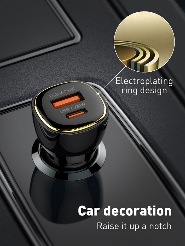 LDNIO φορτιστής αυτοκινήτου C103 με καλώδιο USB-C, USB/USB-C, 60W, μαύρος 5210131159941