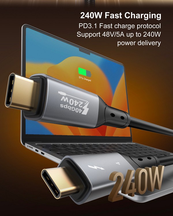 LDNIO καλώδιο USB-C TC-11c, 240W, 40Gbps, 8K/60Hz, 1m, μαύρο 6933138602829