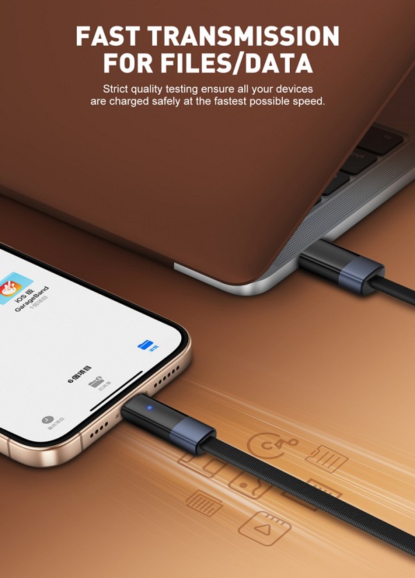 LDNIO καλώδιο Lightning σε USB LS242i, flat, 30W, 480Mbps, 2m, μαύρο 6933138603604