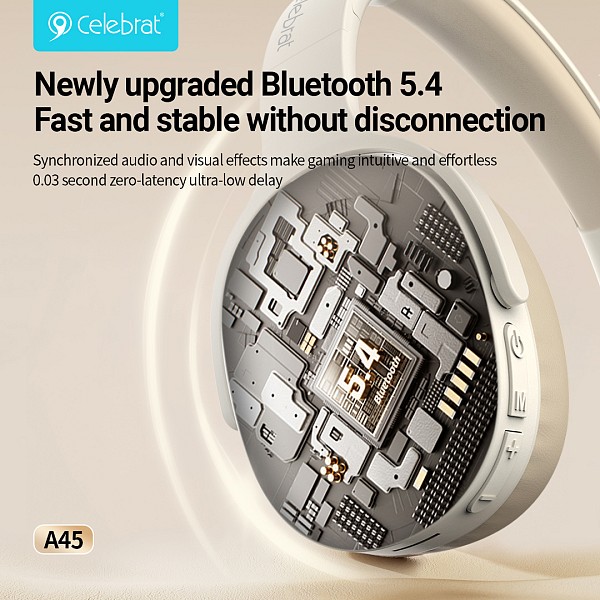 CELEBRAT headphones A45, ασύρματα & ενσύρματα, micro SD, 40mm, 250mAh, μαύρα A45-BK