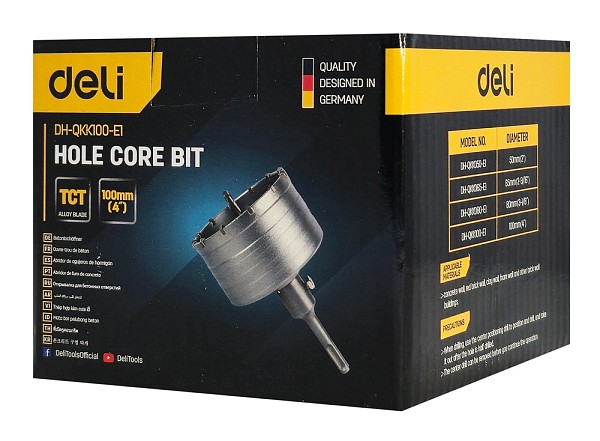 DELI ποτηροκορώνα DH-QKK100-E1 για μπετό/τούβλο/πλακάκι, SDS Plus DH-QKK100-E1