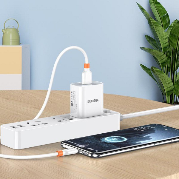 KAKUSIGA καλώδιο USB-C σε USB KSC-1024, σιλικόνης, 5A, 480Mbps, 0.25m, λευκό KSC-1024-C-WH