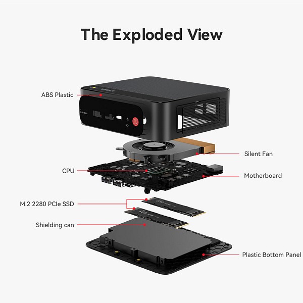 BEELINK mini PC SER5 Max, AMD Ryzen R7 7735U, 16GB, 500GB M.2, Windows 11 Pro SER5MAX-7735U-16500