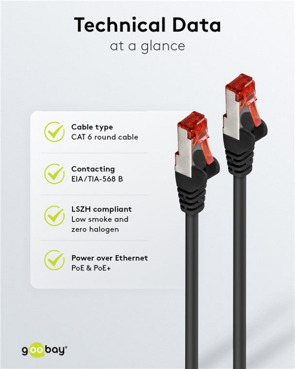 GOOBAY καλώδιο δικτύου 68702, CAT 6 S/FTP, copper, 250MHz, 7.5m, μαύρο 68702