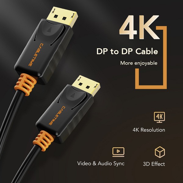 CABLETIME καλώδιο DisplayPort CT-AV585-01G, 4K/60Hz, 1.8m, μαύρο 6975285501389