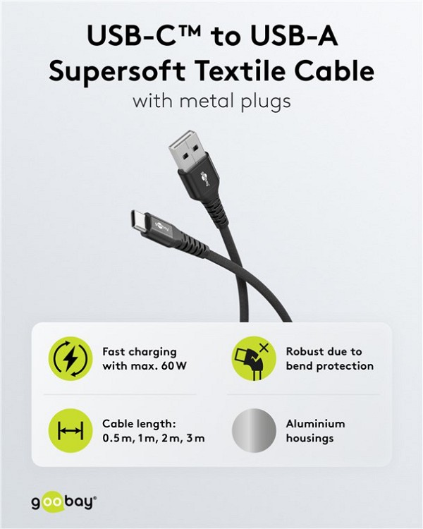 GOOBAY καλώδιο USB-C σε USB 74527, 60W, 480Mbps, 2m, μαύρο 74527