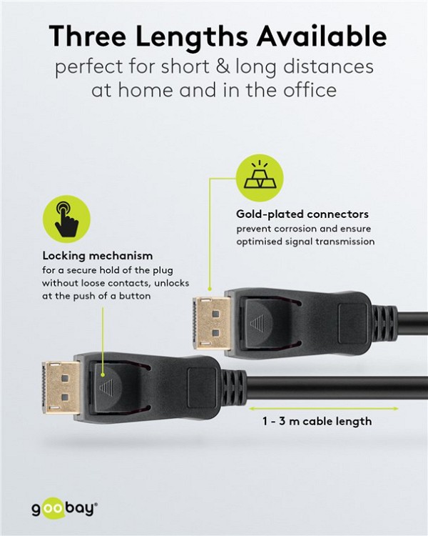 GOOBAY καλώδιο DisplayPort 74778, VESA Certified, 8K/60Hz, 32.4 Gbps, 2m, μαύρο 74778