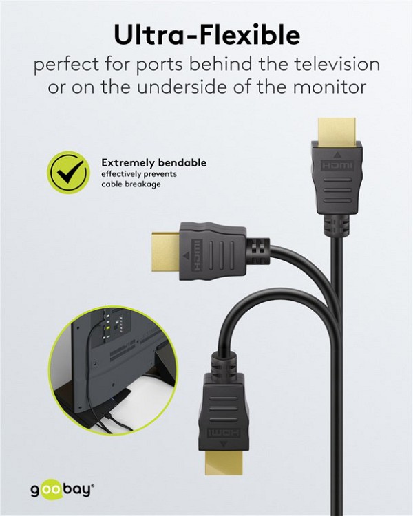 GOOBAY καλώδιο HDMI 80101 με Ethernet, soft, 4K/60Hz, 18 Gbps, 1m, μαύρο 80101