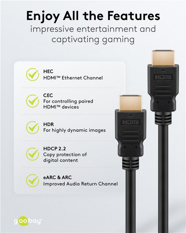 GOOBAY καλώδιο HDMI 80104 με Ethernet, soft, 4K/60Hz, 18 Gbps, 3m, μαύρο 80104