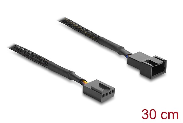 DELOCK καλώδιο προέκτασης 4pin PWM 91360 για ανεμιστήρες, 30cm, μαύρο 91360