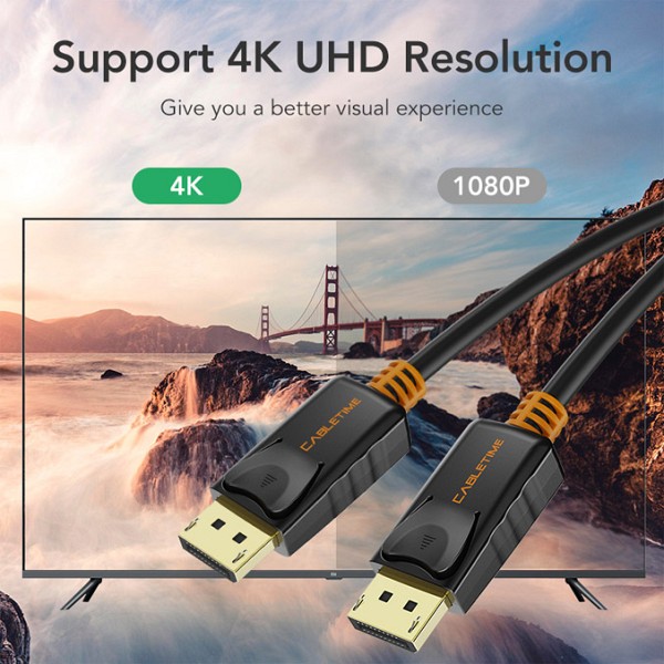 CABLETIME καλώδιο DisplayPort CT-AV585-01G, 4K/60Hz, 1m, μαύρο CT-AV585-01G-B1