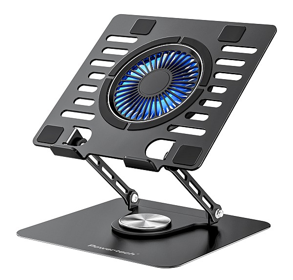 POWERTECH βάση & ψύξη laptop PT-1630 έως 17, 110mm LED fan, μεταλλική, μαύρη PT-1630